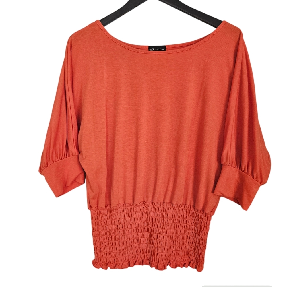 M medium wide neck flowy top EUC orange 🍊 sinch waist